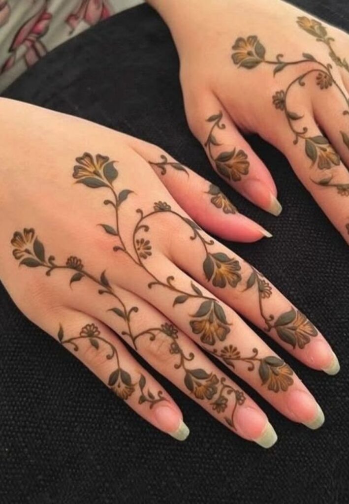 Finger Focused Minimal Mehndi Design with delicate finger henna art