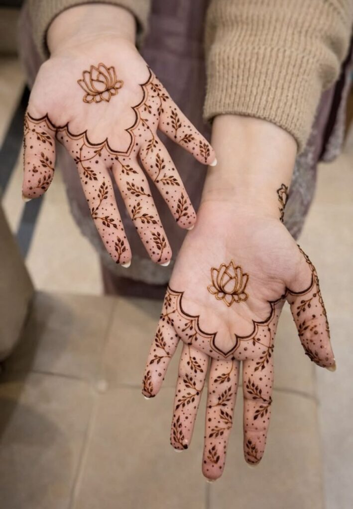 Front Hand Minimal Mehndi Design with simple elegant henna patterns