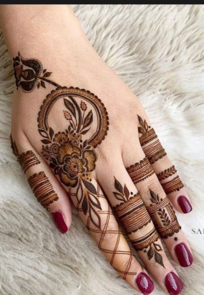 Back Hand Birthday Mehndi Designs with elegant floral trails and stylish henna artwork