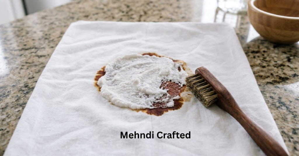 Baking soda paste applied to a henna stain on clothes