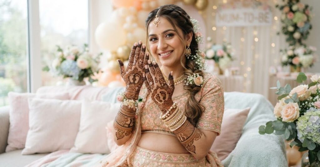 Elegant henna design adding beauty to baby shower celebration