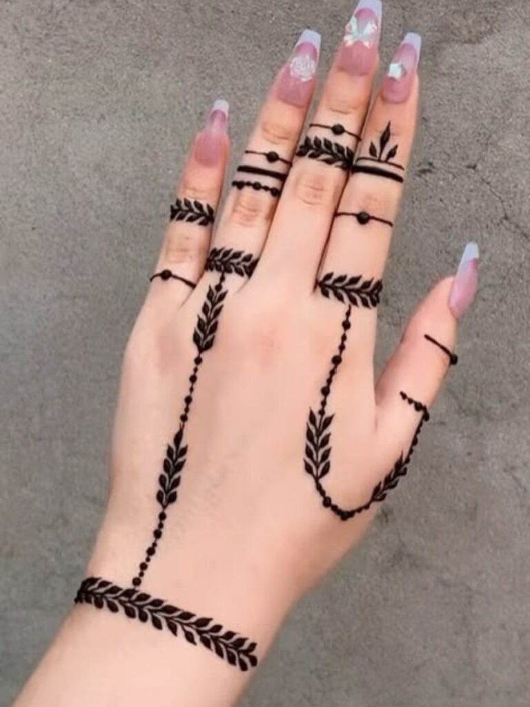 Bracelet style College Girl Mehndi Designs inspired by traditional jewelry