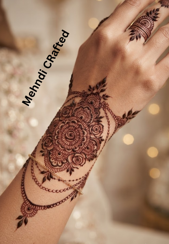 Bracelet style Friendship Mehndi Designs 2026 with elegant wrist henna patterns