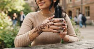 Beautiful College Girl Mehndi Designs with simple floral henna patterns