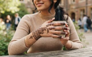 Beautiful College Girl Mehndi Designs with simple floral henna patterns