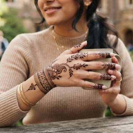 Beautiful College Girl Mehndi Designs with simple floral henna patterns