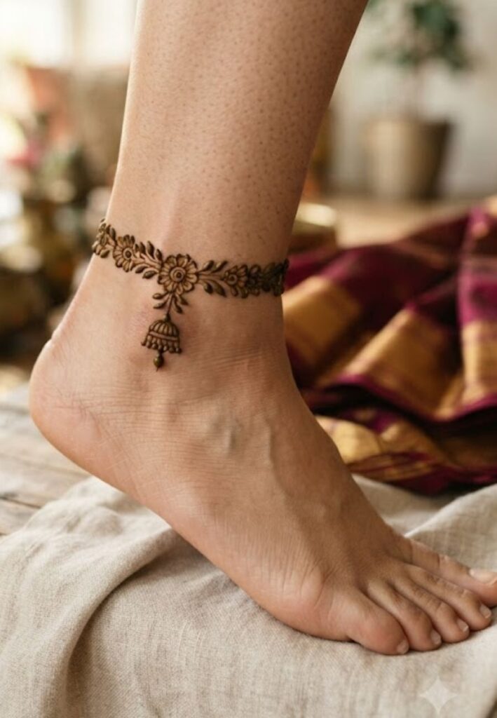Cute anklet mehndi design
