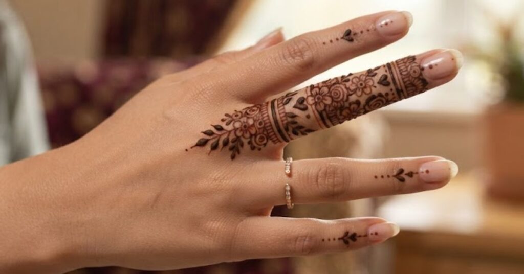 Cute one finger mehndi designs for college girls