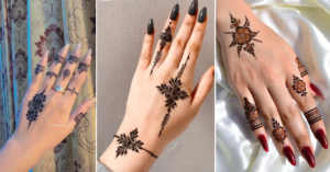 easy mehndi designs for beginners simple and beautiful henna ideas 2026 floral Arabic finger and bracelet mehndi patterns for beginners
