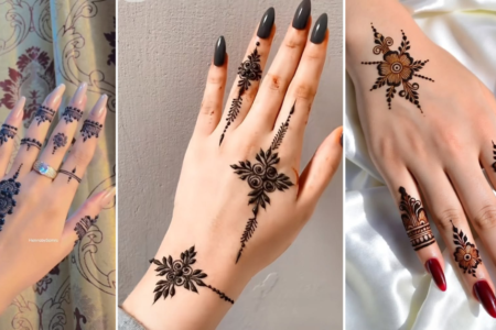 easy mehndi designs for beginners simple and beautiful henna ideas 2026 floral Arabic finger and bracelet mehndi patterns for beginners