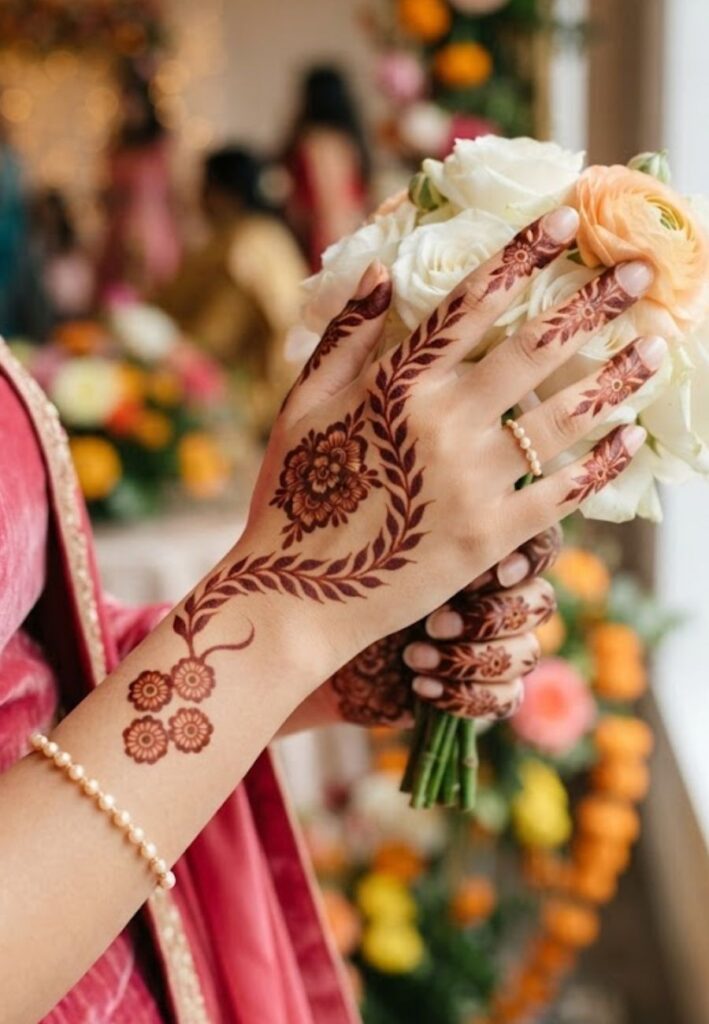 Bunch and Vine Mehndi Patterns for elegant bridesmaid hands