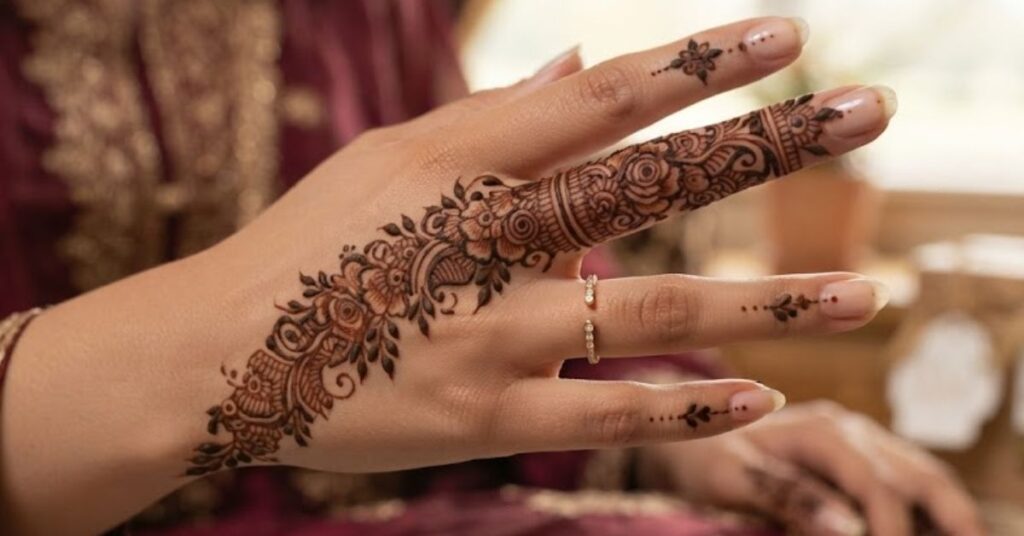 Festival one finger mehndi designs for Eid and celebrations