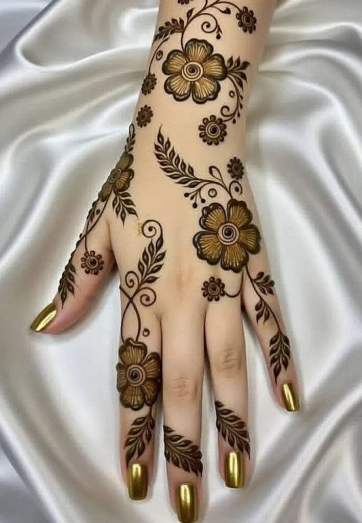 Floral Birthday Mehndi Designs featuring beautiful flower patterns and elegant henna artwork