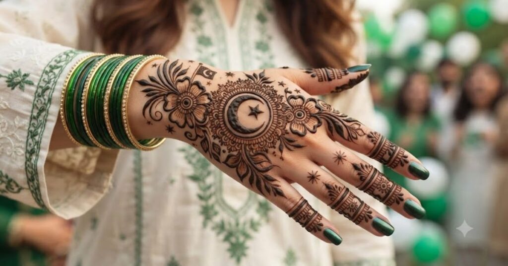 Half hand Independence Day Mehndi Designs for girls