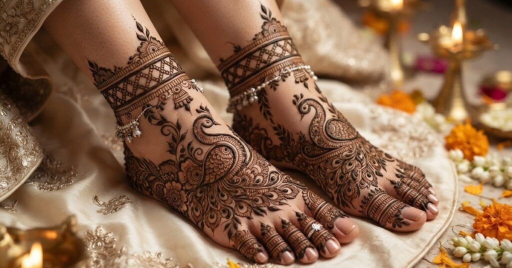 Foot Peacock Mehndi Designs for brides