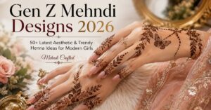 Gen Z Mehndi Designs 2026 featuring trendy aesthetic henna patterns