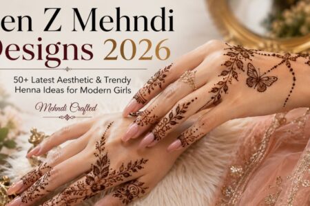 Gen Z Mehndi Designs 2026 featuring trendy aesthetic henna patterns