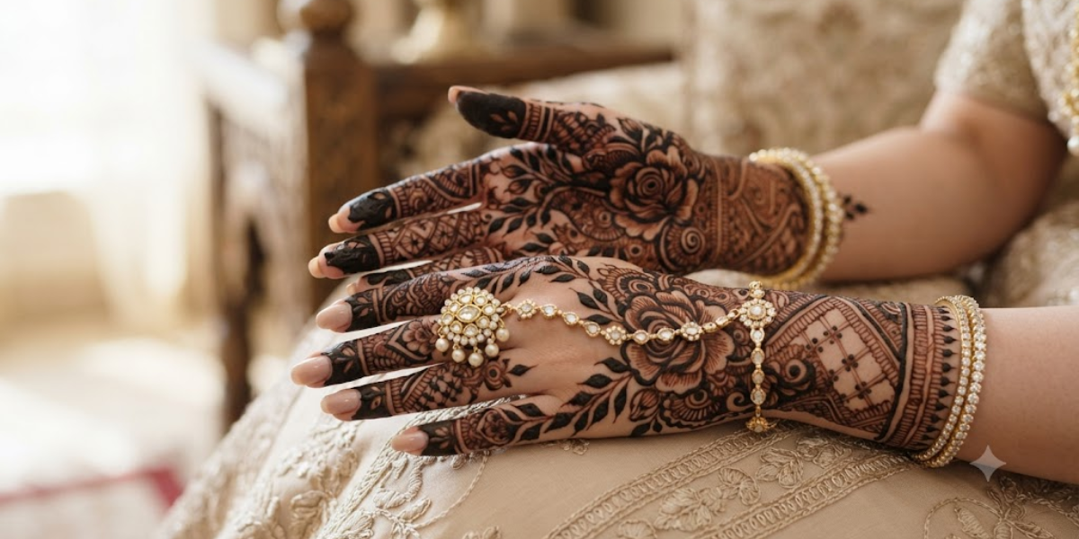 Gulf Style Bold Floral Henna Patterns That Make Your Hands Look Royalty on elegant female hands
