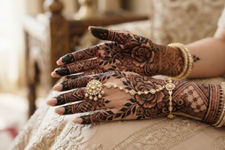 Gulf Style Bold Floral Henna Patterns That Make Your Hands Look Royalty on elegant female hands