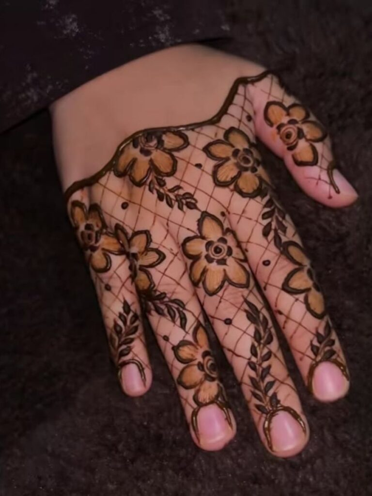 Half Hand College Girl Mehndi Designs with stylish floral and Arabic motifs