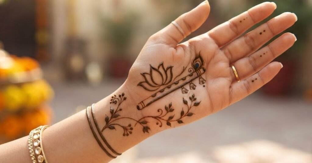 Simple Half Hand Janmashtami Mehndi Design