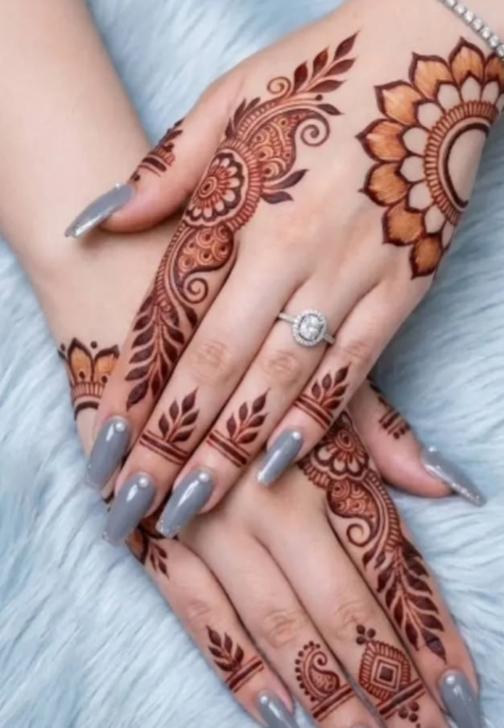 half mandala side style mehndi design for beginners simple henna pattern with partial mandala on side of palm elegant minimal easy mehndi art for hands