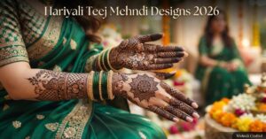 Beautiful Hariyali Teej Mehndi Designs 2026 with traditional Indian festival henna patterns | Mehndi Crafted