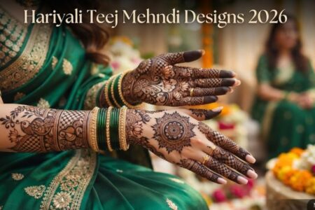 Beautiful Hariyali Teej Mehndi Designs 2026 with traditional Indian festival henna patterns | Mehndi Crafted