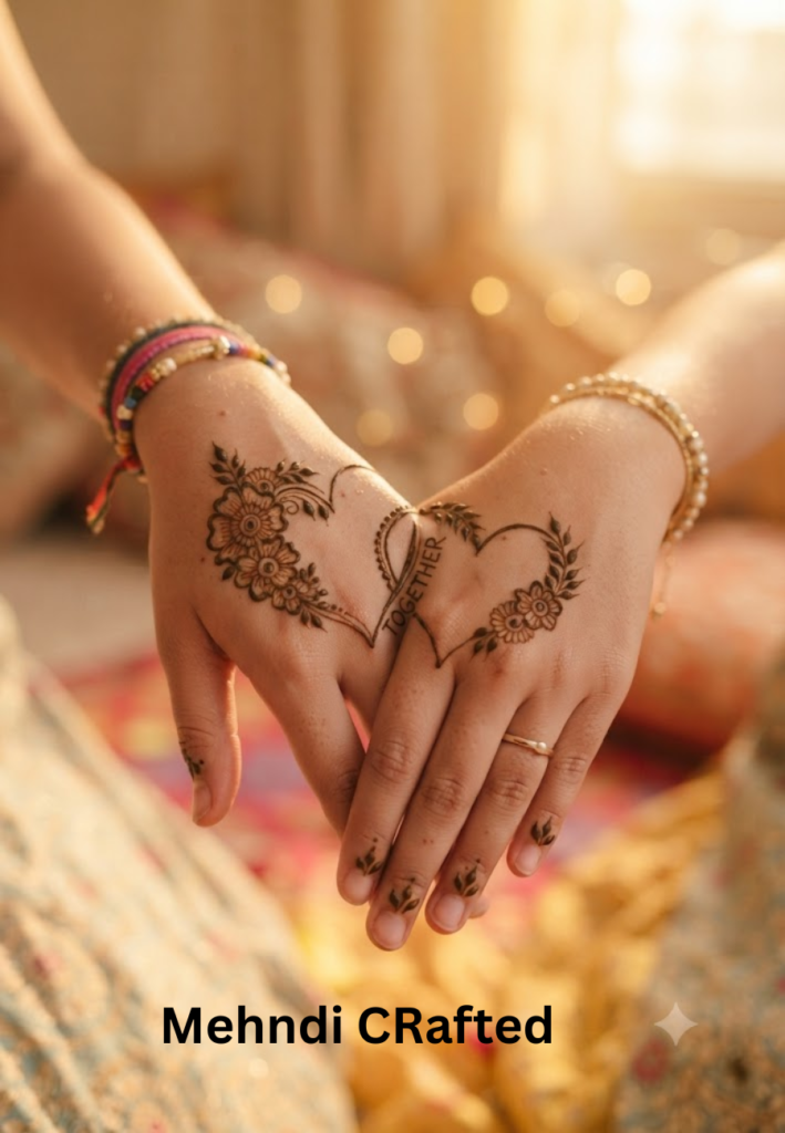 Heart shaped Friendship Day Mehndi Designs 2026 with cute and simple henna patterns