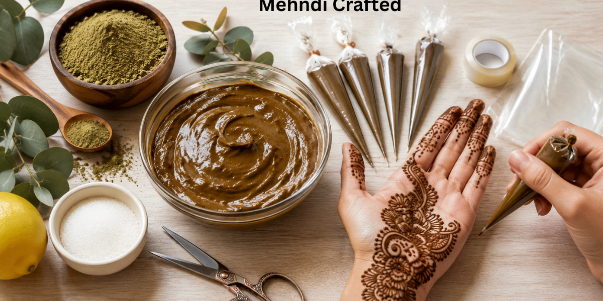 Homemade mehndi cone and natural henna paste for DIY guide
