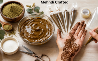 Homemade mehndi cone and natural henna paste for DIY guide