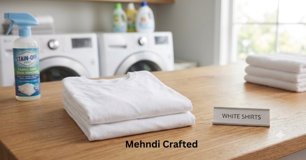 White clothes after henna stain removal using safe cleaning methods