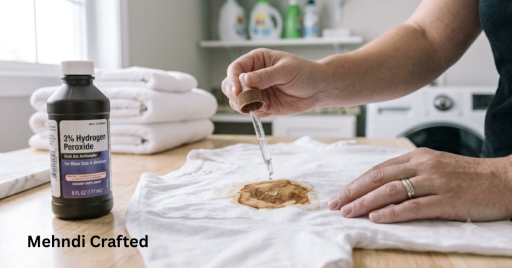 Hydrogen peroxide treatment for henna stains on white clothes