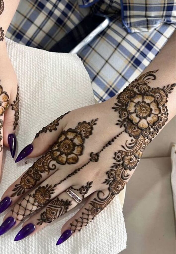 Beautiful anniversary mehndi design symbolizing love, celebration, and lifelong togetherness.