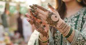 Beautiful Independence Day Mehndi Designs with Pakistan Flag and Crescent Star Theme