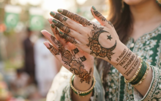 Beautiful Independence Day Mehndi Designs with Pakistan Flag and Crescent Star Theme