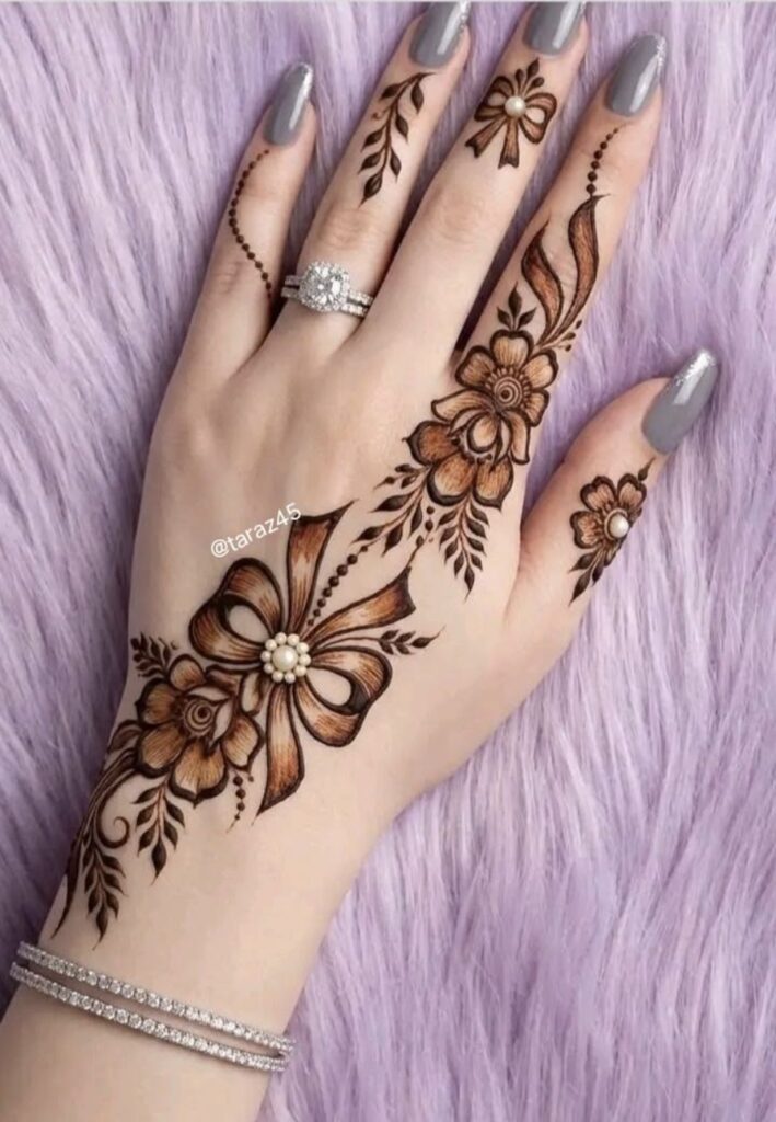 Korean Aesthetic Mehndi Designs 2026 featuring cute floral patterns, minimal henna art, and modern Gen Z style