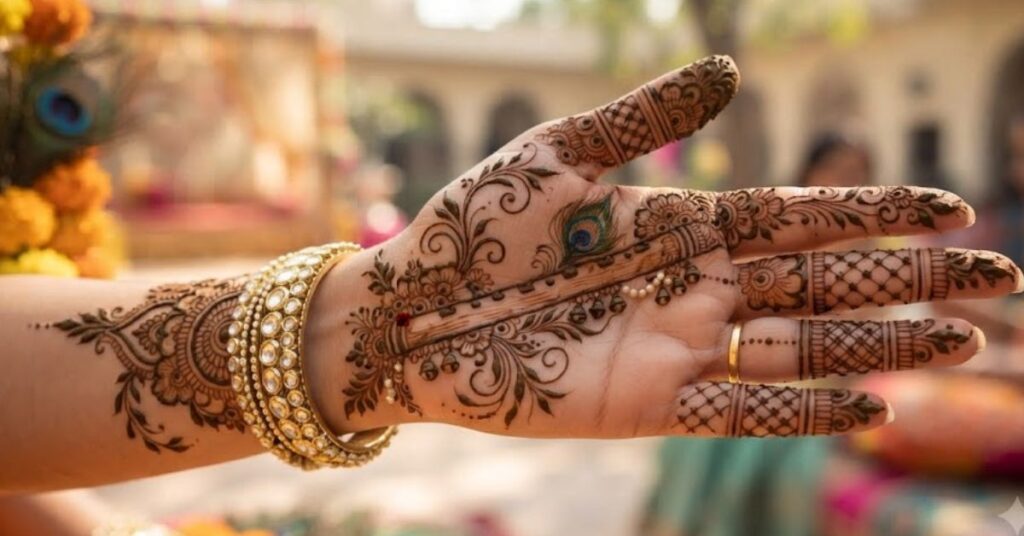 Krishna Flute Mehndi Design for Janmashtami Festival 