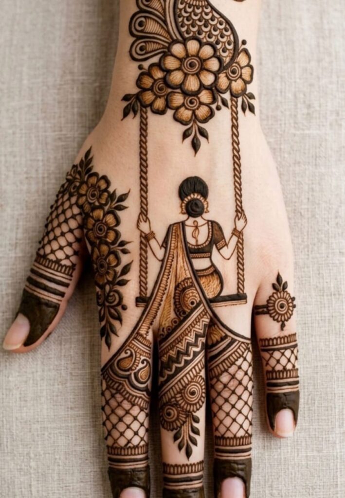 Trending Hariyali Teej Mehndi Designs 2026 with elegant traditional Indian festival mehndi artwork