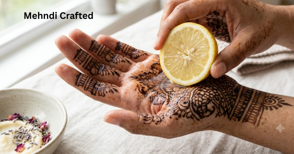 Using lemon juice on hands to lighten mehndi stains quickly