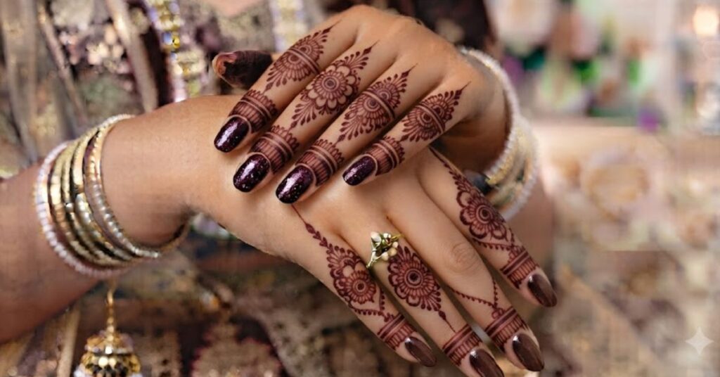 Luxury wedding guest finger mehndi design