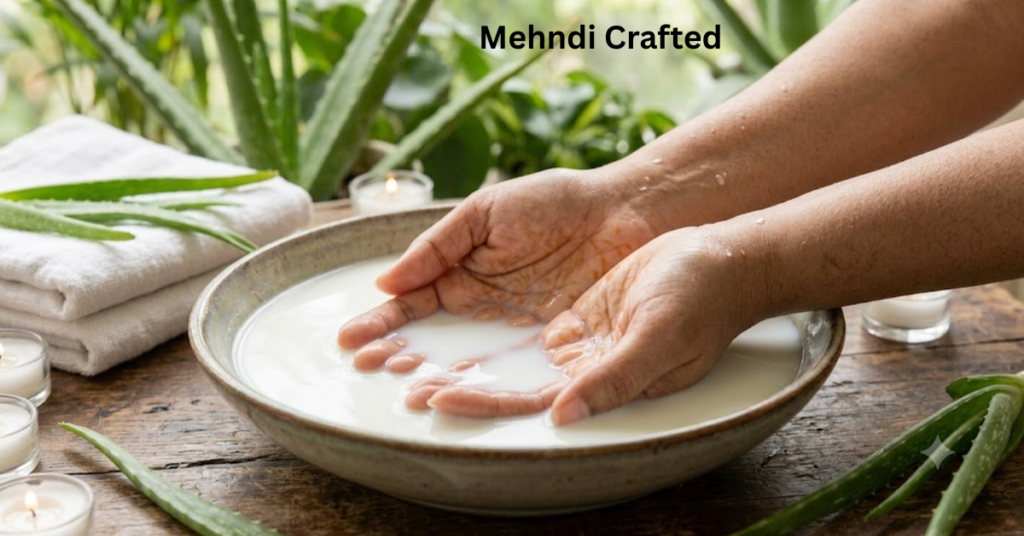 Milk soak treatment for fading mehndi stains on hands