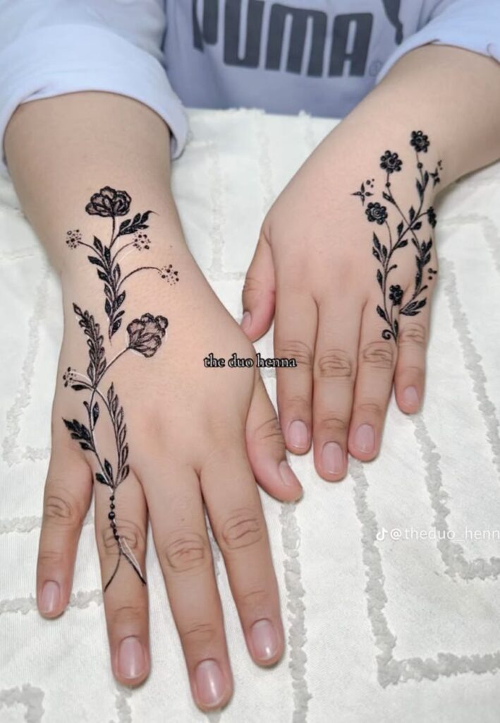 Simple Minimal Birthday Mehndi Designs with elegant floral and finger henna patterns