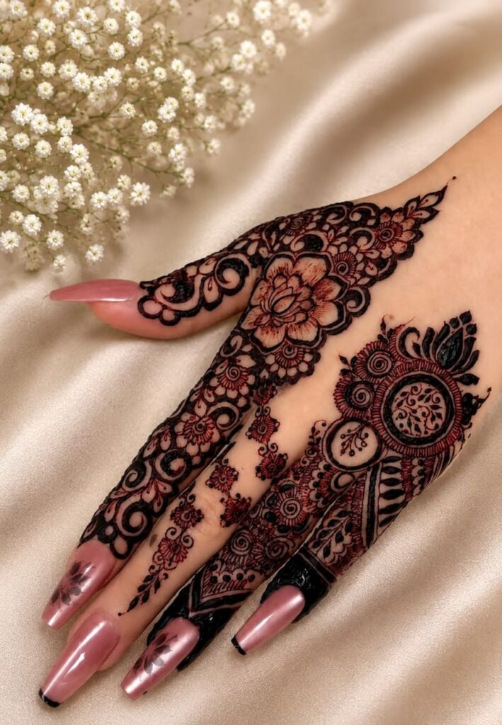 Minimal finger Gen Z Mehndi Designs 2026 with elegant floral details