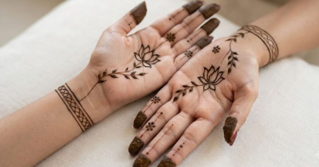 Simple Guru Purnima Mehndi Designs with minimal floral patterns