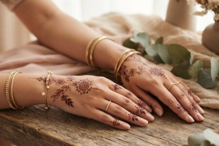 Minimal Mehndi Designs 2026 with elegant floral patterns on hands, simple and modern henna art inspiration