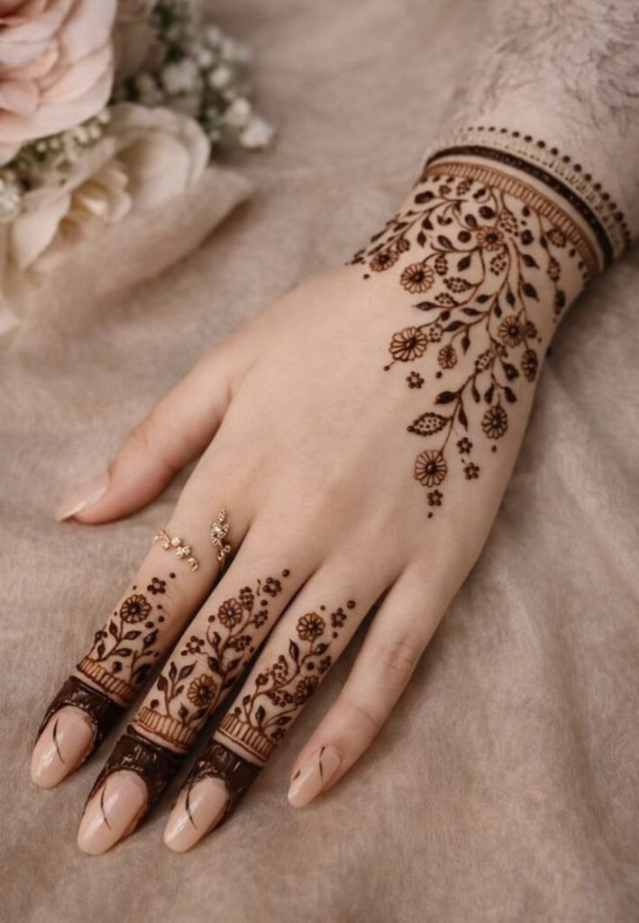 Small bracelet mehndi design on wrist
