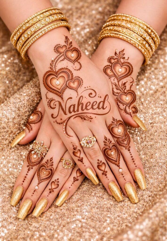 Name Initial Birthday Mehndi Designs with personalized letters and elegant henna artwork