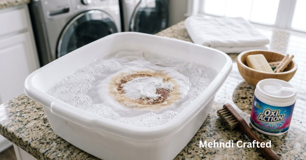 Using oxygen-based stain remover to clean henna stains