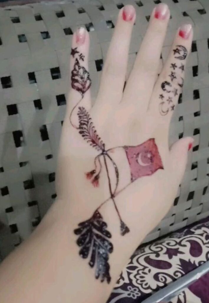 Pakistan flag inspired Independence Day mehndi design on hand